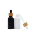 5ml-100ml White Glass Dropper Bottles with Bamboo Cap 100pcs MOQ Hot Stamping Available