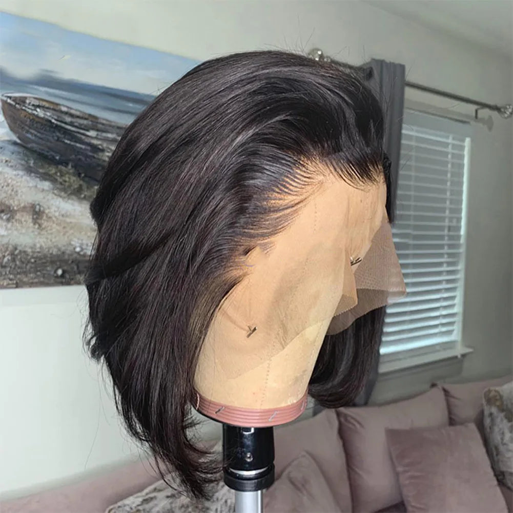 Fashion Design Peruvian Human Hair Lace Front Closure Short Bob Wig