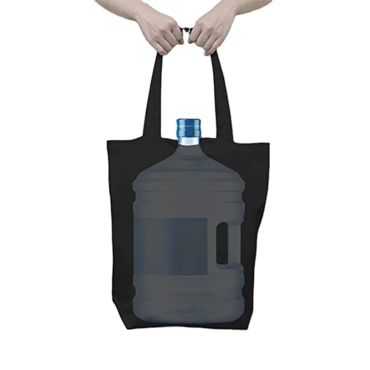 Customized Black Organic Cotton Canvas Tote Shopping Bag Durable Eco-Friendly with Full Colors and Letter Pattern