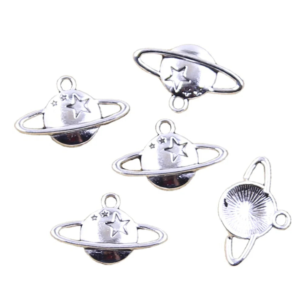Handmade 14x22mm Spark Vintage Tibetan Silver Color Pendants DIY Bracelet Necklace Fit Charms Star Earth Saturn Planet
