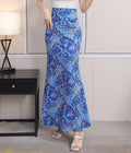 S-3XL  Spring/Summer European and American Skirts High Waisted Elastic Skirt Printed Wrap Buttocks Fishtail Skirt