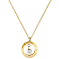Women Wedding Celebration Bridal Chain Necklace Roman Ring Simple Zodiac Print Pendant Gold Stainless Steel Titanium Necklace