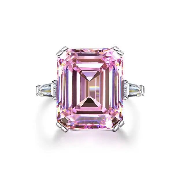 925 Sterling Silver Perfect Square Emerald Cut Rectangle Cubic Zirconia CZ Ring Jewelry