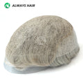 Q6 Men's Hair Toupee 130% Density Real Indian Human Grey Hair 8x10 Mens Toupee