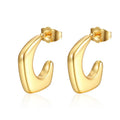18K Real Gold Plated Stainless Steel Geometric CC Shaped Waterproof  Earrings for Women Null