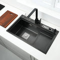 Dark Grey Stainless Steel Above Counter and Udermount Vegetable Washing Basin Bowl Bar Square  Large Stepped Kitchen Sinks