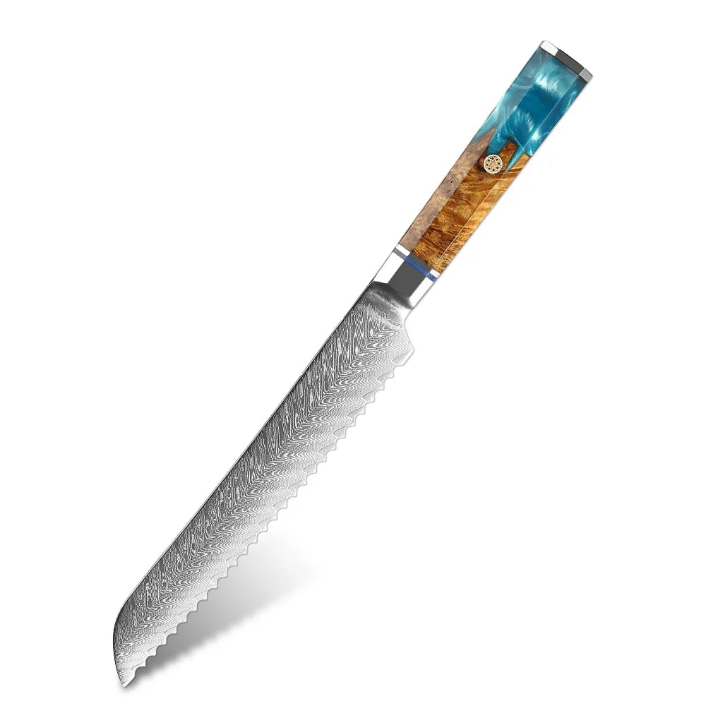 XITUO 8 Inch Bread Knife Japanese Damascus Steel Knife Cake Slicing Tools Bakery Chef Gadgets Serrated Blade Japanese Knives