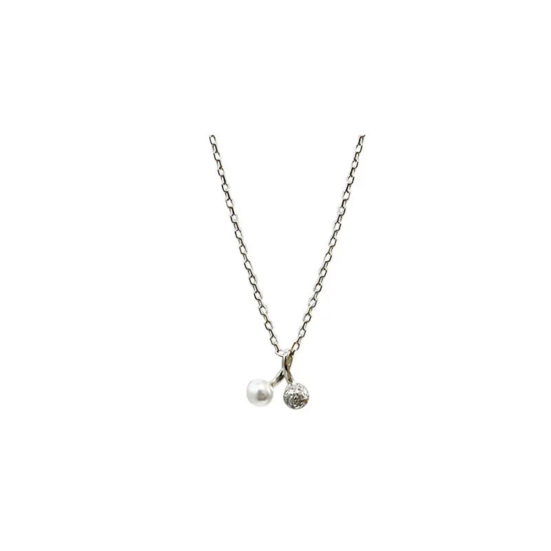 S925 Sterling Silver Pearl Zirconia Necklace Female Ins Wind Collarbone Chain Explosion Models in Europe and America Necklace