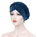 New Forehead Cross Flannelette Long Braids Nailed Bead Headgear Hat Solid Color Gold Pearl Headgear Hat