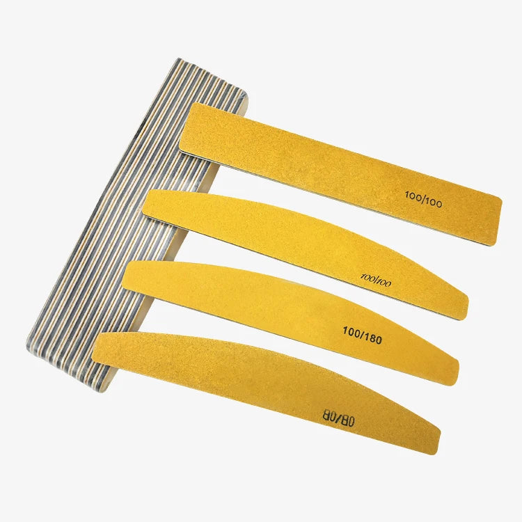 Felice Half Moon 100/180 Grit Sponge Nail Files Yellow Best Quality Washable Professional Reusable Double Sided Salon Use