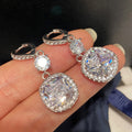 CAOSHI New Design Fashion Bling Square Crystal Cubic Zirconia Dangle Earring for Trend Wedding Women Silver Plated Drop Earrings