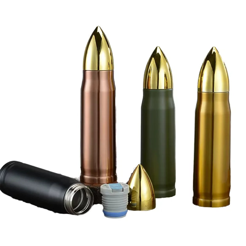 1000ML / 1L 500 ml 350 ml Creative Thermos Bullet Shape Water Bottle Vacuum Tumbler Custom logo and Packing Stainless Steel