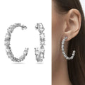 CAOSHI Exquisite Geometric Design Bling Bling Cubic Zirconia Big Circle Earrings for Luxury C Shaped Hoop Earrings Women Jewelry