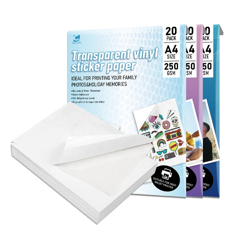Weatherproof Printer Printable Size Decals Inkjet Waterproof Label for Laser A4 Vinyl Sheet Printing Semi Glossy Paper Sticker