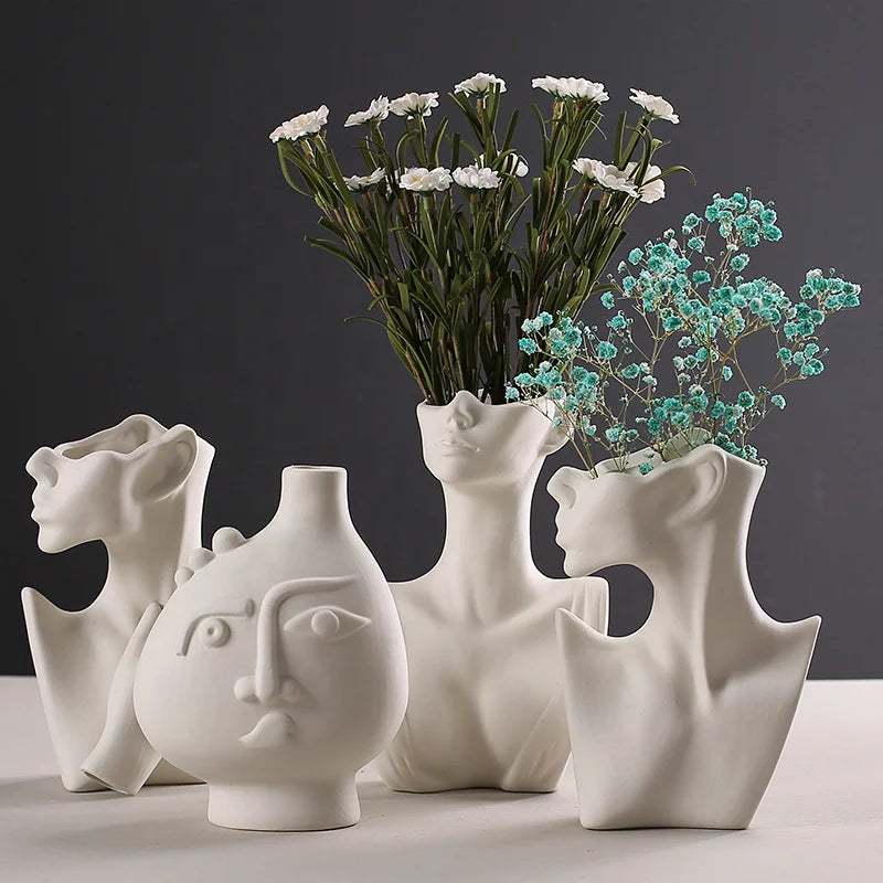 Human Body Ceramic Dry Vase Plain Fire Decorative Home Decoration Creative Nordic Modern Simple MegaBDM