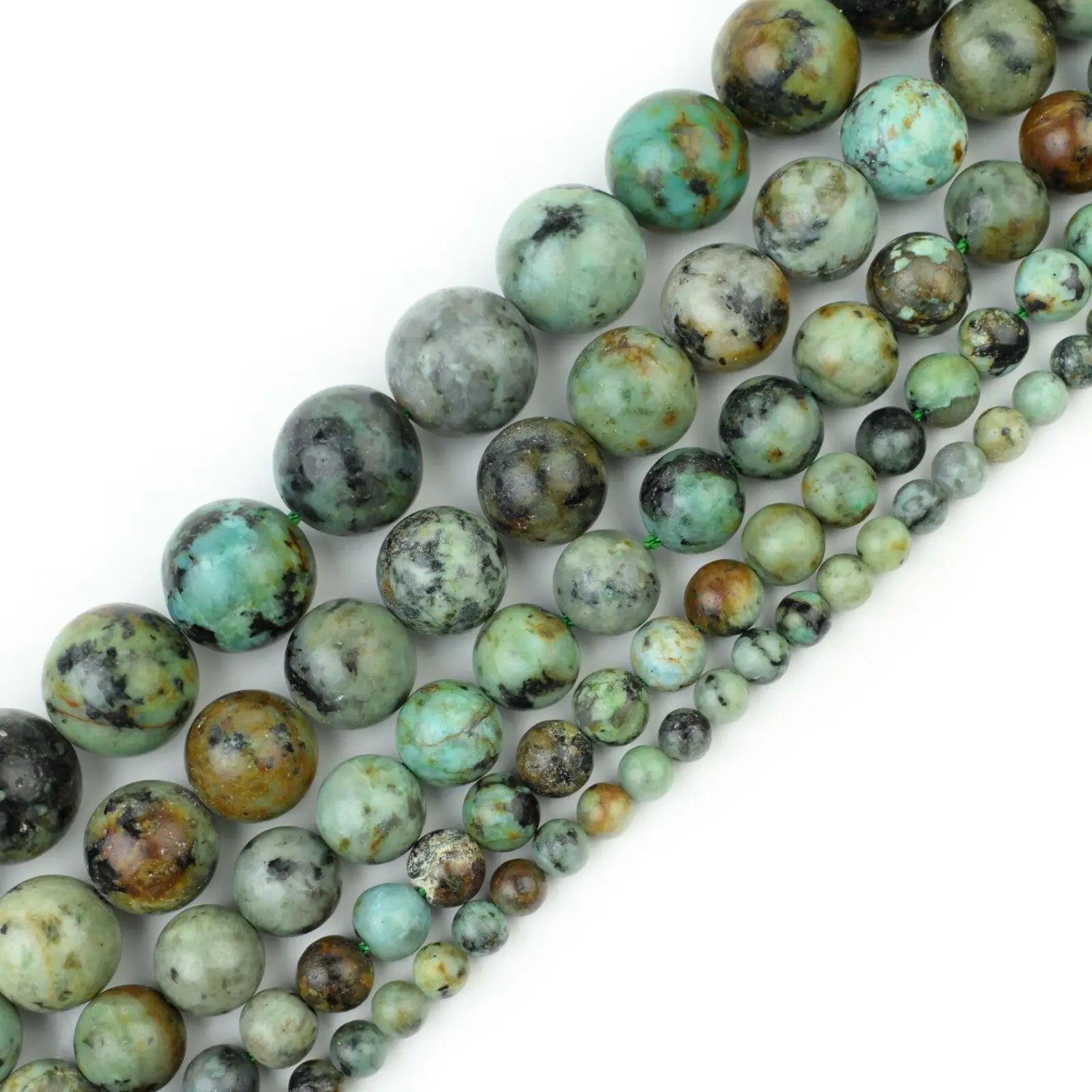 Natural African Turquoise Stone Jewellery String Round Loose Beads for DIY Jewelry Making 1 String/15 Inches