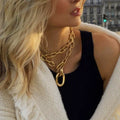 SC Popular Cool Chunky Adjustable Choker Necklaces Punk Jewelry Statement Necklace Vintage Gold Layered Chain Necklace for Women