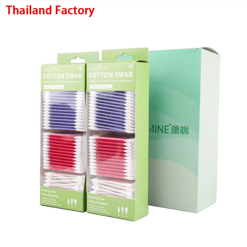Disposable Colorful 4*385Pcs Paper Stick Cotton Bud With Gift Set Box Perfect for Beauty Routine