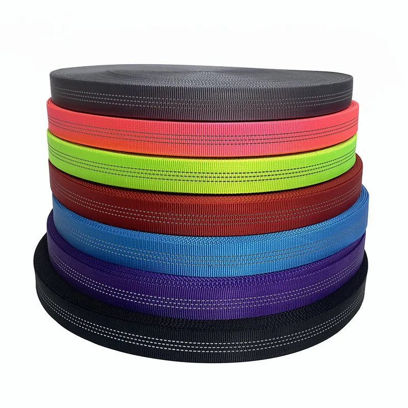 Wholesale Durable 25mm PP Recycled Polyester Reflective Tubular Nylon Webbing for Bag Strap Nylon Tubular Hollow Webbing