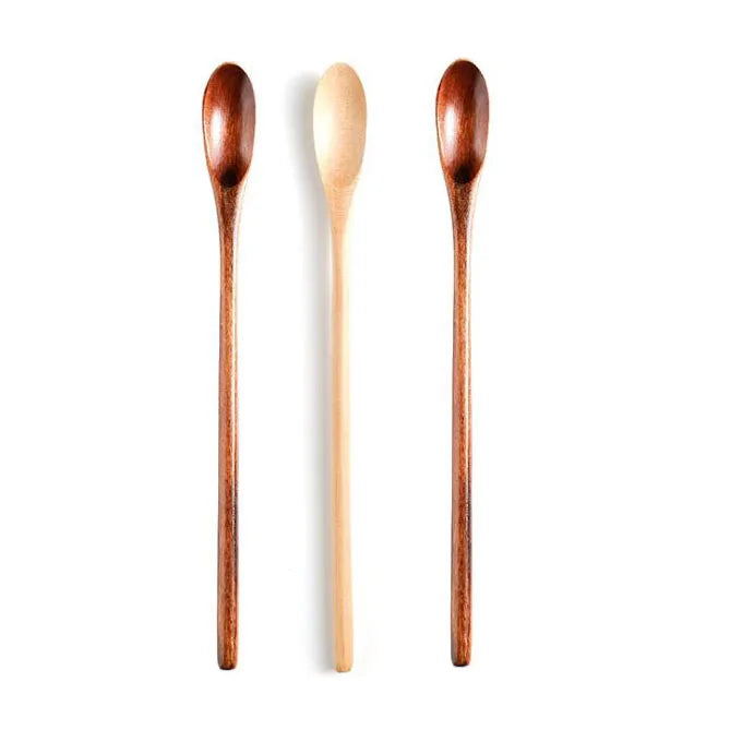 Wholesale Bulk Price Natural Long Handle Serving Tea Honey Coffee Mixing Wooden Spoon for Drinking Bar