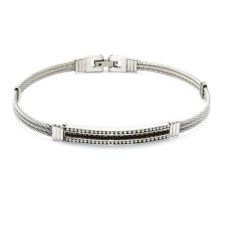 Customization Factory Price New Design Stainless Steel Tennis Chain Insert With Cable Wire Bangles Fashion Men Cuff Bracelet