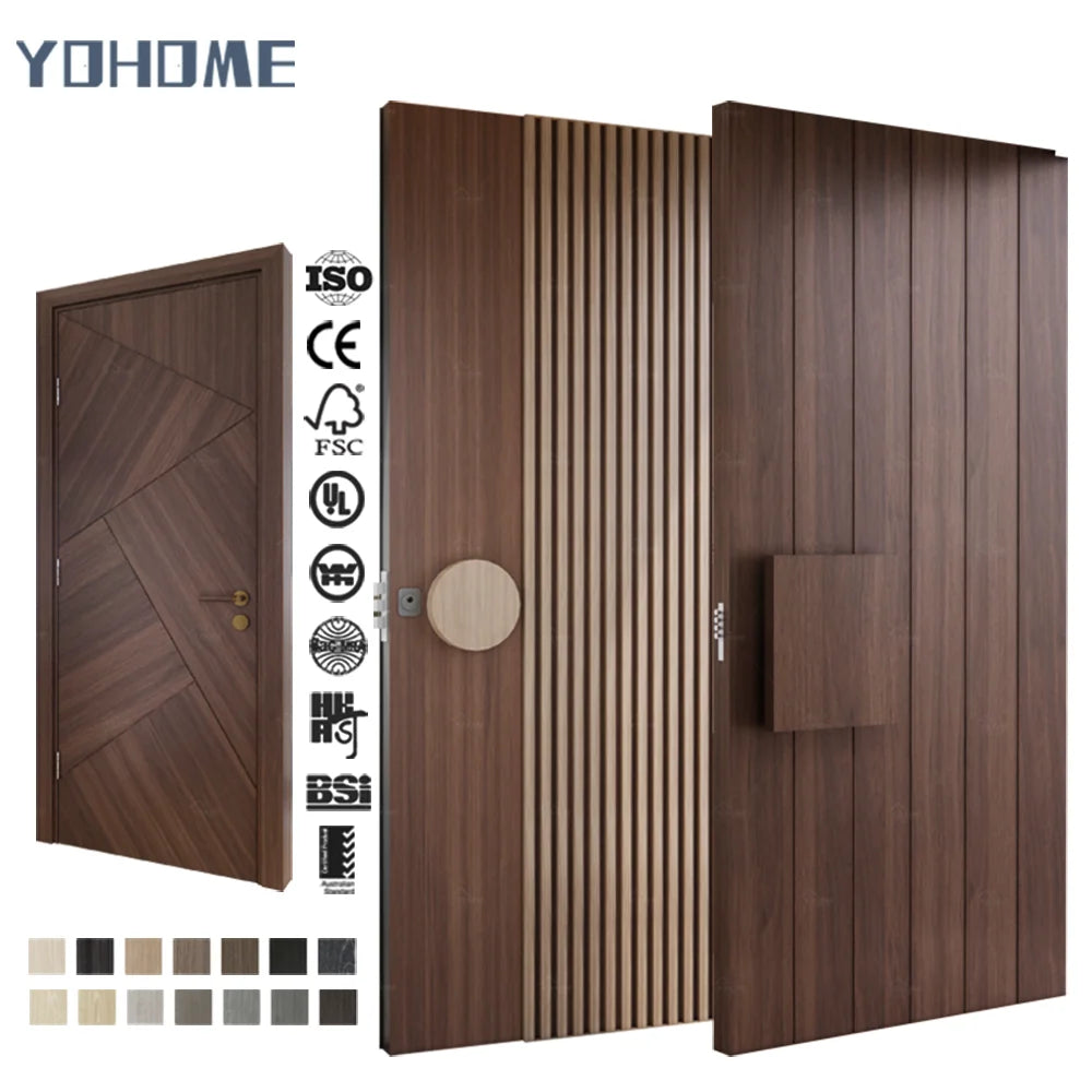 French Style Customized New Design Pivot Front Door Large Modern Villa Solid Wood Doors Outdoor Main Entrance Wooden Door