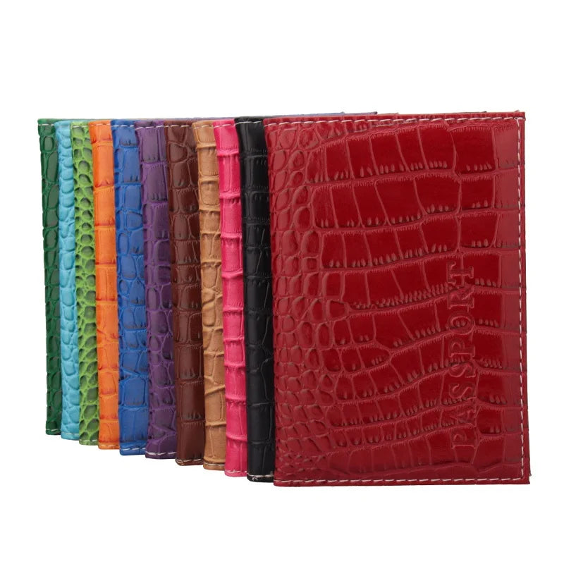Assorted New Cheap Promotional Give Away Travel Air Gifts PU Leather Crocodile Pattern Cover Multi Colorful Passport Holder MegaBDM