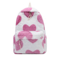 Heart Print Plush Backpacks INS Soft Fur Shoulders Bag Furry Bagpack Love