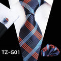 2024 Good Quality Spot Plaid Formal Men's Tie Pocket square Cufflink Three-piece Suit Men Ties Gift Set
