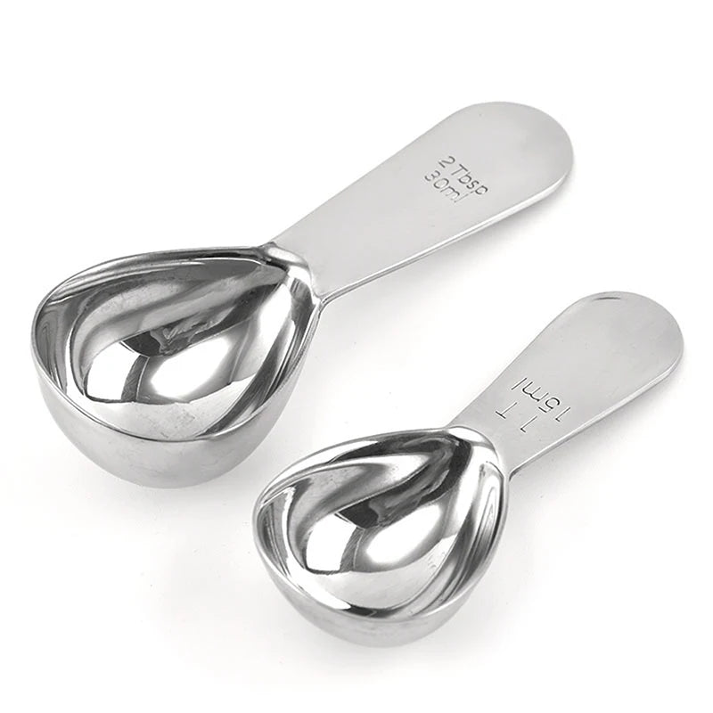 304 Stainless Steel Round Head Spoon Classic Metal Measuring Scoop Tea Honey Coffee Condiments Spoon With Scale 15ml/30ml