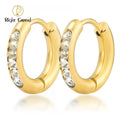 Popular Round Micro-inlaid Brilliant Cubic Zirconia Earrings Hoops Glod Plated Pendant
