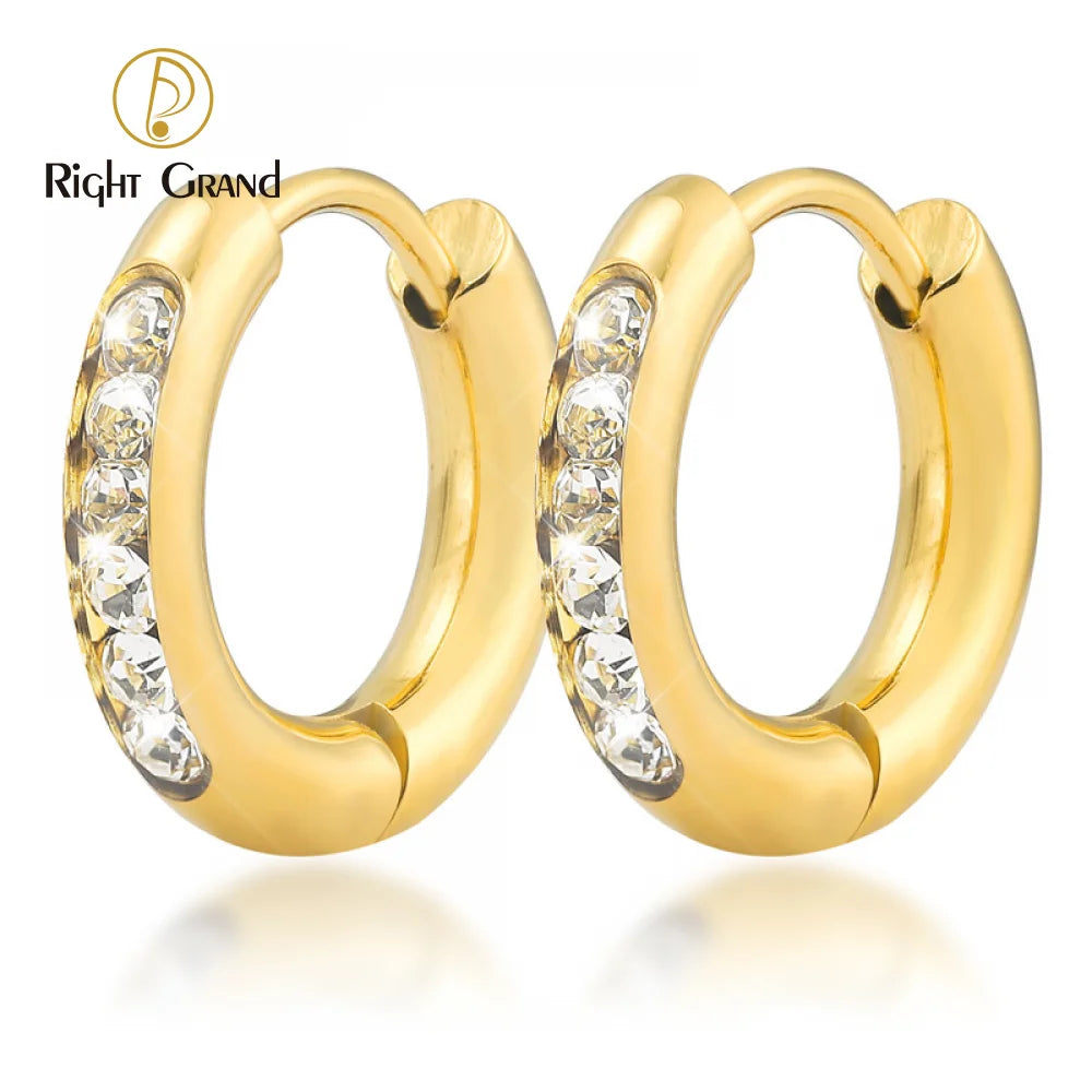 Popular Round Micro-inlaid Brilliant Cubic Zirconia Earrings Hoops Glod Plated Pendant