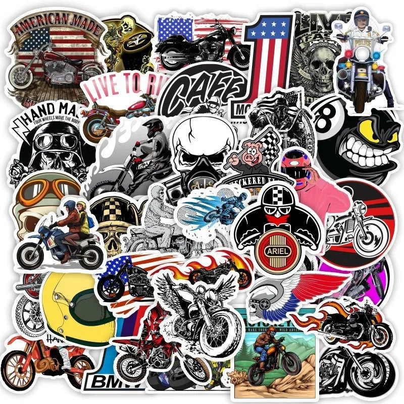 50PCS New American style cool classic brand motorcycle logo retro racing motors stickers