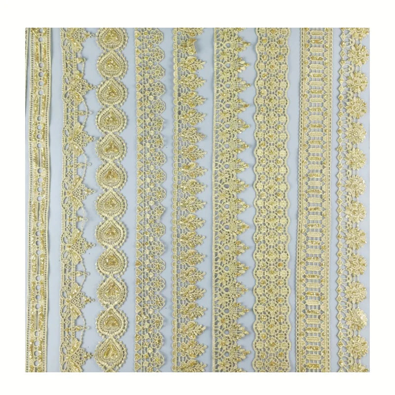 Wholesale Hollowed Out Glitter Gold Lace Edging Clothing Curtain Border Lace Decorative Fabric DIY Accessories SF22-35