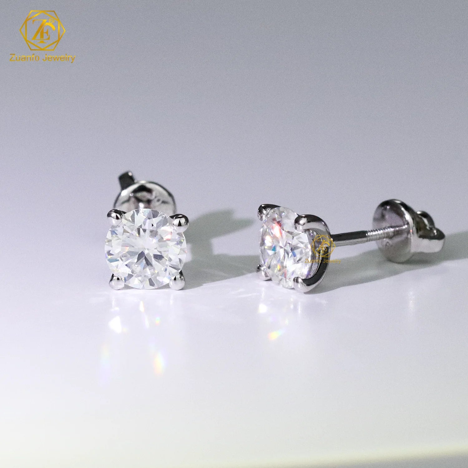 S925 Sterling Silver Fine Jewelry D VVS1 Moissanite Diamond Stud Earrings with Screw Back Luxurious & Elegant