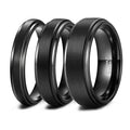 OAHLAN Tungsten Carbide Ring for Men Women Beveled Edge Brushed Black Wedding Band Fashion Jewelry Couple Rings