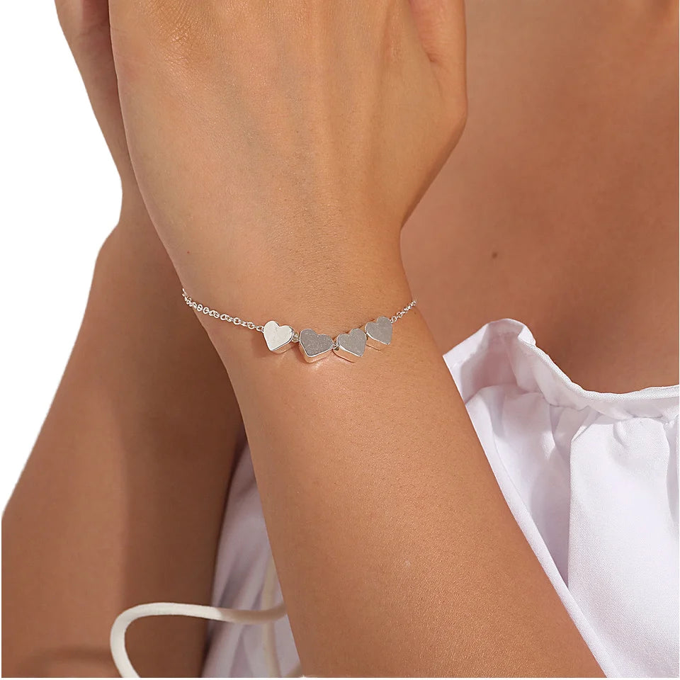 New Arrival Four Heart Pendant Classic Style Thin Chain Bracelet Alloy Bracelet for Women and Girls for Wedding Party-Gifting