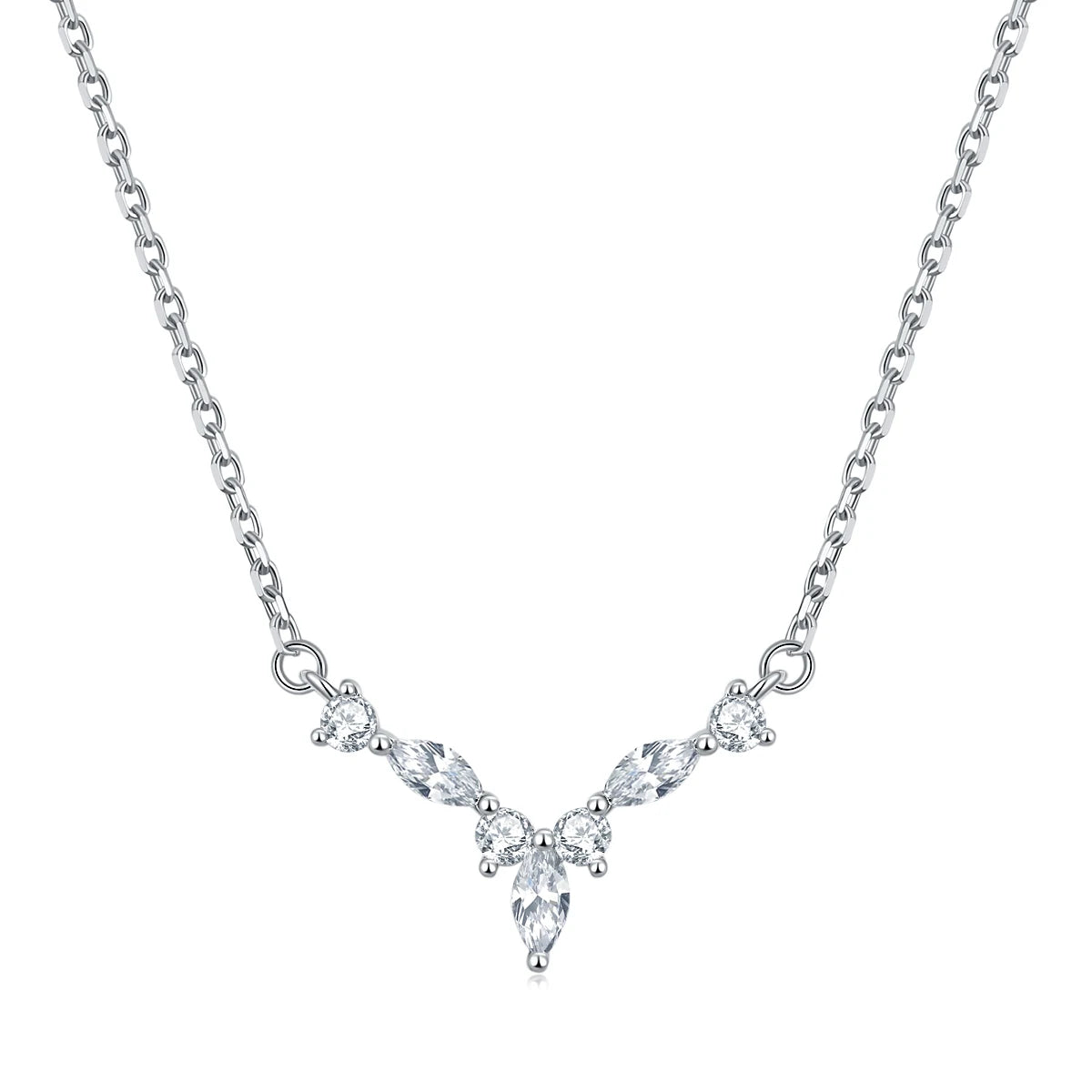 Y-Shaped Marquise Zircon Sterling Silver Pendant Necklace