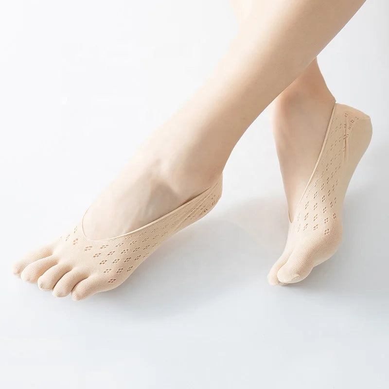 Wholesale Summer Thin Hidden Socks Non Slip 5 Toe Invisible No Show Socks for Women