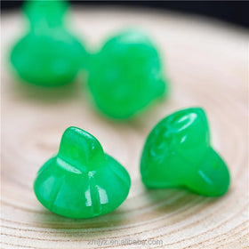 Certified Emerald Dry Green Lotus Jade Pendant Diy Earrings Jewelry Necklace Bracelet Braided Rope Accessories Key Chain Pendant