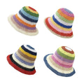 Wholesale Summer Women Foldable Colorful Paper Sun Straw Beach Bucket Hats