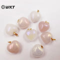 WT-P1825 WKT Newest Fashion Simple Small Heart Aura Stone Pendant Gold Loop Aura Crystal Quartz Heart Pendant Women Aura Pendant