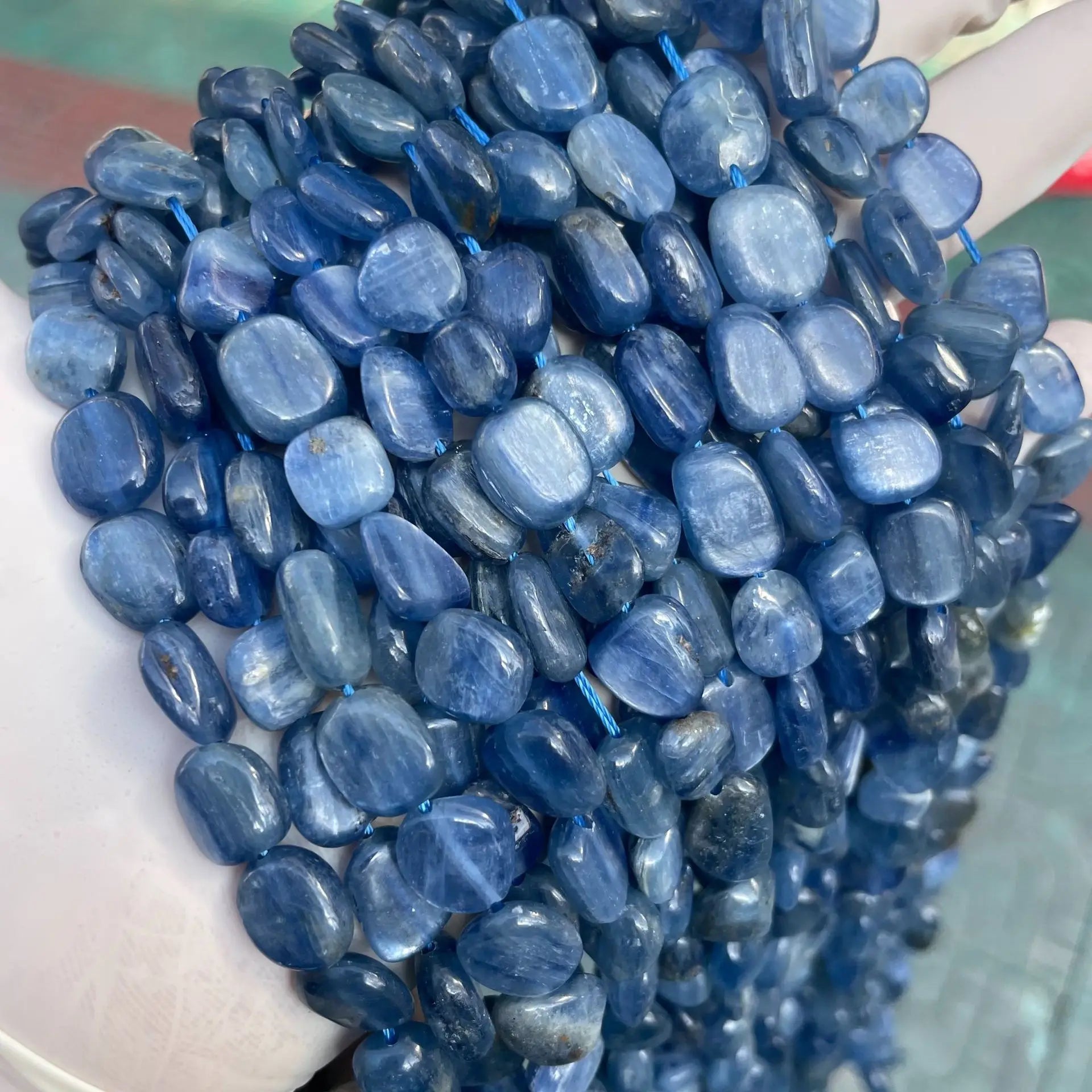 6*8MM Natural Gemstone Kyanite Spacer Beads Loose 8*10mm Kyanite Spacer Beads for DIY Jewelry Making
