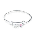 Classic Real 925 Sterling Silver Love Heart Pink Zircon Bracelets for Women Bangles Wedding Friendship Jewelry SCB124