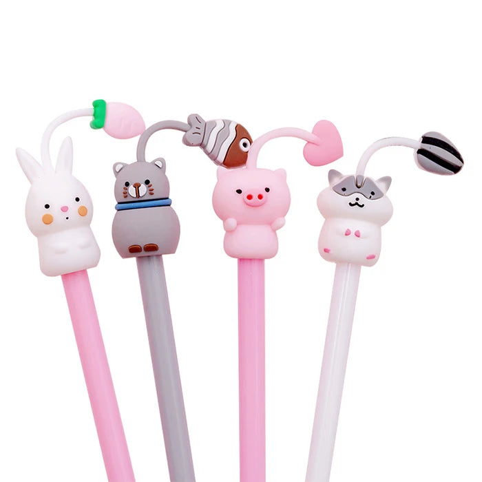Cartoon Cat Animal Silicone Student Stationery Writing Office Gel Pen