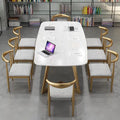 Modern Nordic Studio Iron Legs Sintered Stone Top Wood Table Top Foldable Dining Table for Hotel Home Staff Training Negotiating