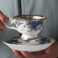 British Ceramic Afternoon Tea Cup Hand Painting European Gold Rim Fine Bone China Coffee Cups and Saucer Set