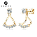 Unique Dress Earrings Mossanite Jewelry 5mm 0.5ct Round Moissanite Women's Front and Back Stud Earrings for Valentine's Day Gift