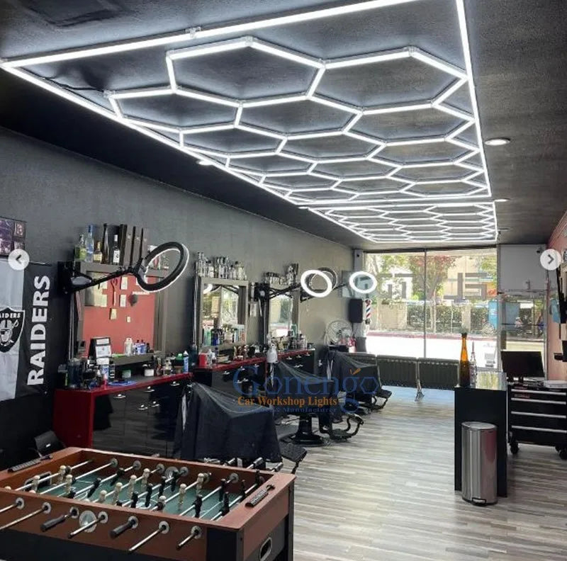 New Hexagon Car Wash Led Lighting 6500K Garage Workshop Barber Shop Ceiling Lights 6500K