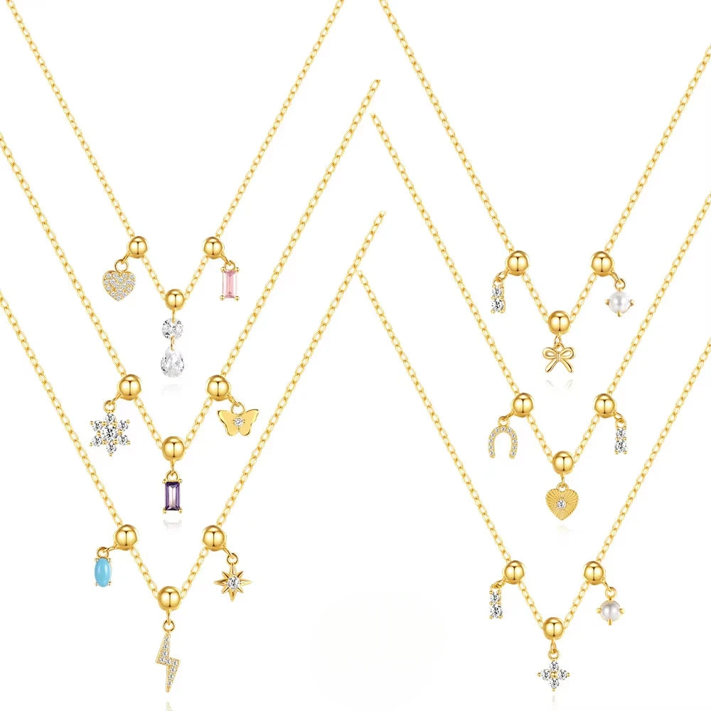 2024 Elegant Hypoallergenic 925 Silver Gold Plated Zircon Pendant Durable Wedding Birth Gift for Women Trendy Chains Jewelry
